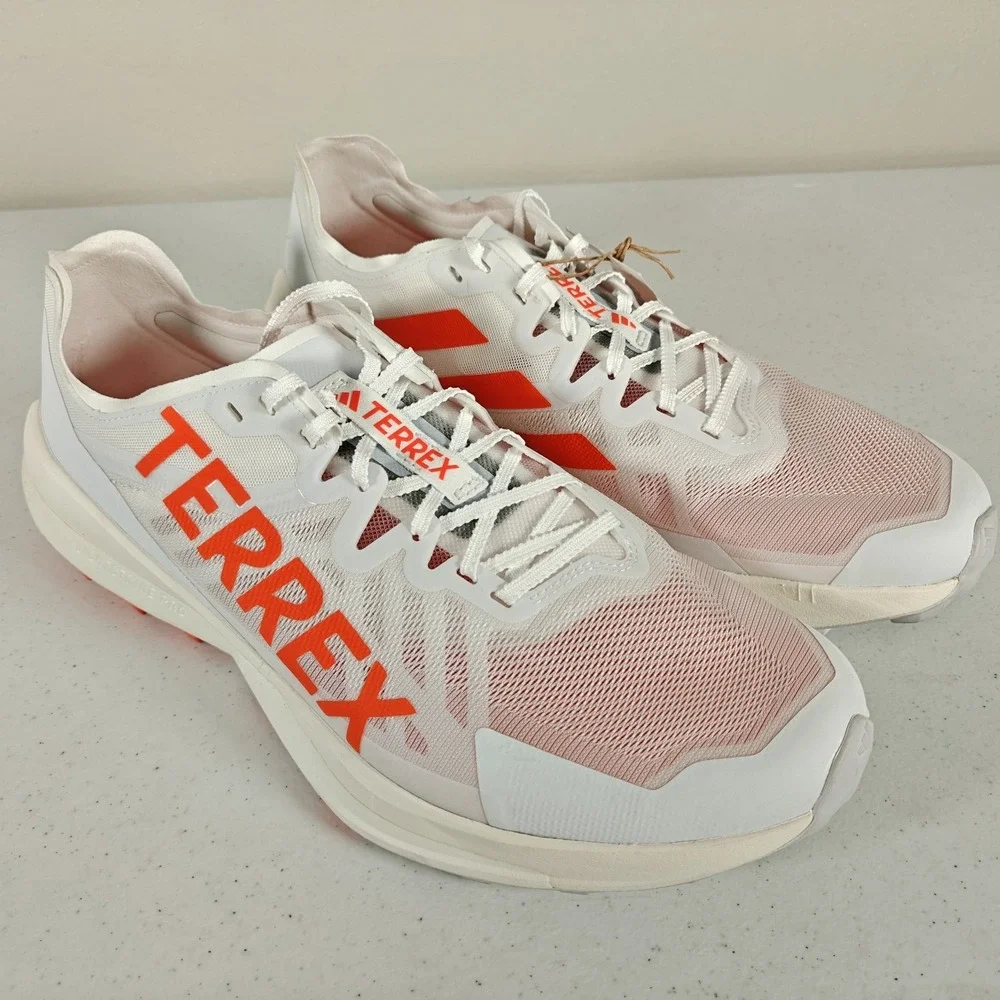 Adidas Terrex Agravic Speed Men's Trail Shoes White Impact Orange Size 13 JI0954
